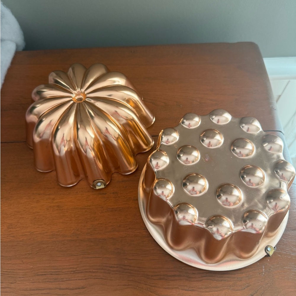 Pair of vintage Copper Bundt Cake Pan/jello mold